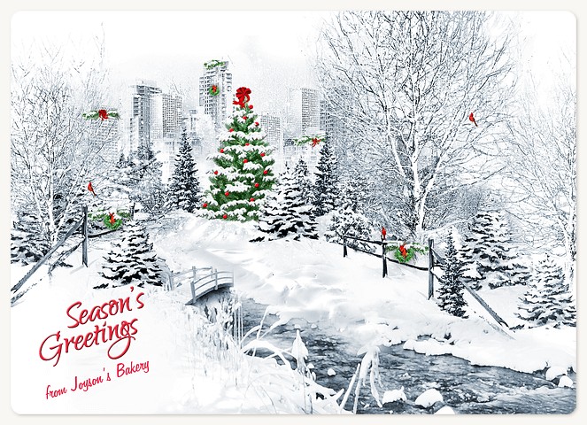 City Snowfall Holiday & Christmas Magnet Cards