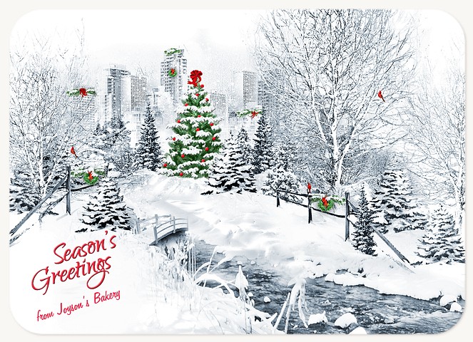 City Snowfall Business Holiday Cards