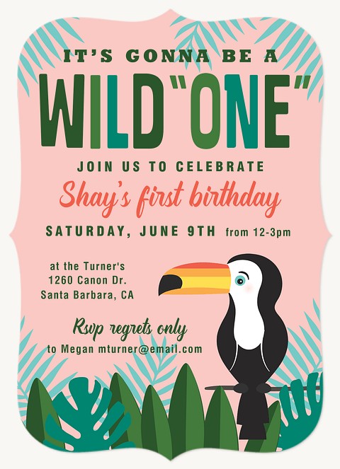 Wild Toucan First Birthday Invitations