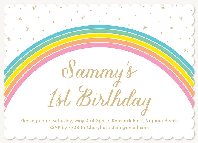 Over The Rainbow First Birthday Invitations