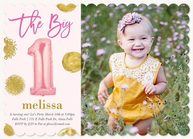 One Big Balloon First Birthday Invitations