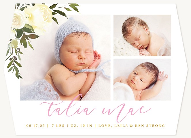 Flowering Trio Baby Announcements