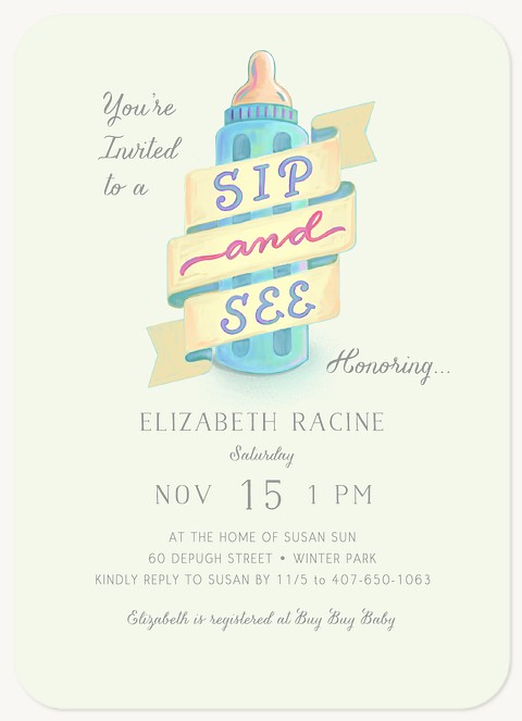 Baby Bottle Baby Shower Invites