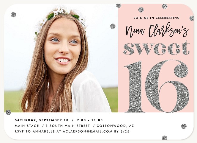 Modern Sparkle Teen Birthday Invitations