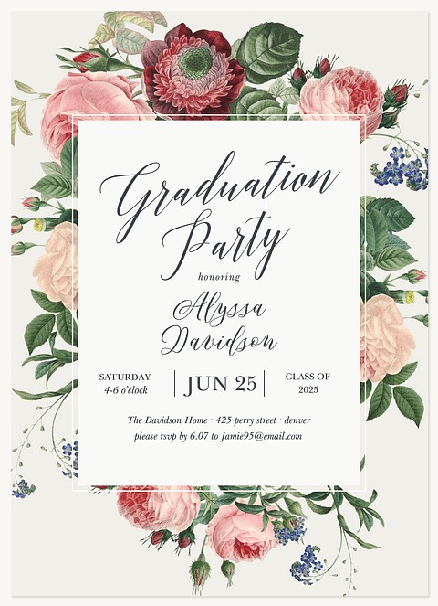 Vintage Botanica Graduation Invitations