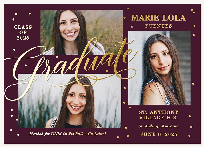 Gilded Confetti Graduation Announcements