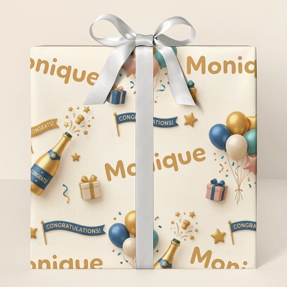 Personalized 3D Congratulations Celebration Wrapping Paper
