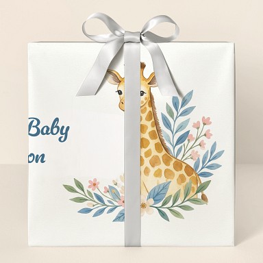 Personalized Safari Giraffe Baby Shower Wrapping Paper
