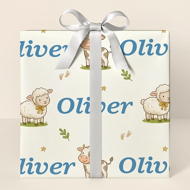Personalized Farm Animals Baby Shower Wrapping Paper