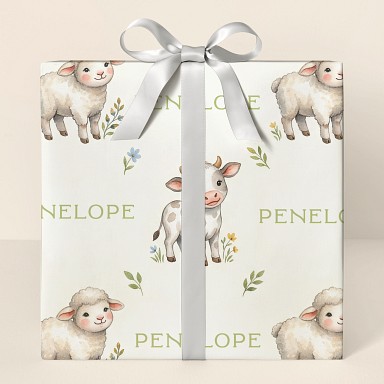 Personalized Farm Animals Baby Shower Wrapping Paper