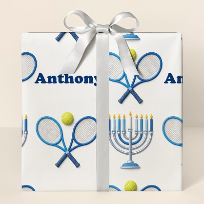 Personalized Hanukkah Tennis Celebration Wrapping Paper