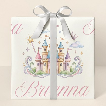 Personalized Princess Castle Birthday Wrapping Paper