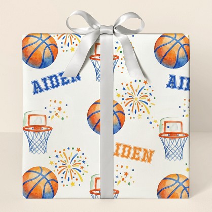 Personalized Basketball Birthday Celebration Wrapping Paper