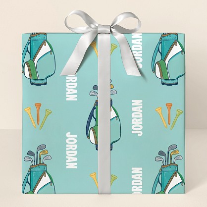 Personalized Golf Birthday Wrapping Paper