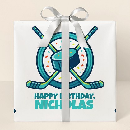 Personalized Hockey Birthday Celebration Wrapping Paper