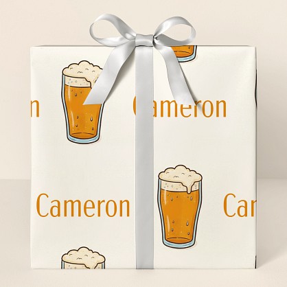 Personalized Beer Glass Pattern Wrapping Paper