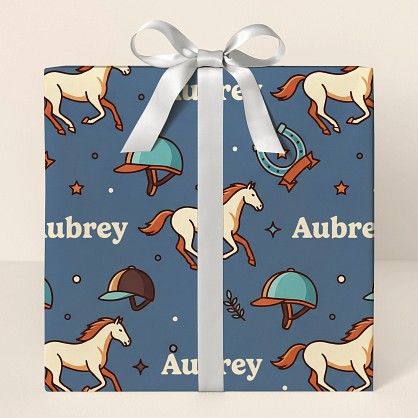 Personalized Equestrian Horse Pattern Wrapping Paper