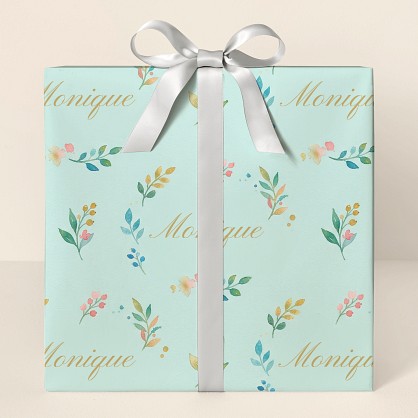 Personalized Watercolor Botanical Wrapping Paper