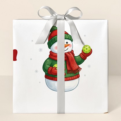 Personalized Christmas Pickleball Snowman Wrapping Paper