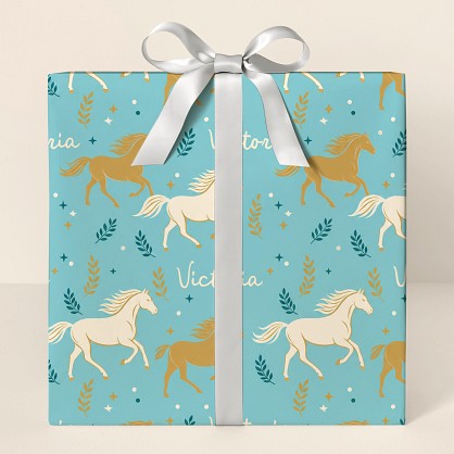 Personalized Galloping Horses Congratulations Wrapping Paper