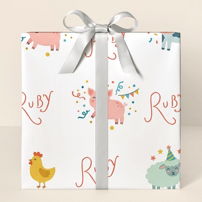 Personalized Farm Animals Congratulations Wrapping Paper