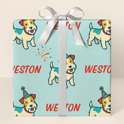 Personalized Retro Party Dogs Congratulations Wrapping Paper