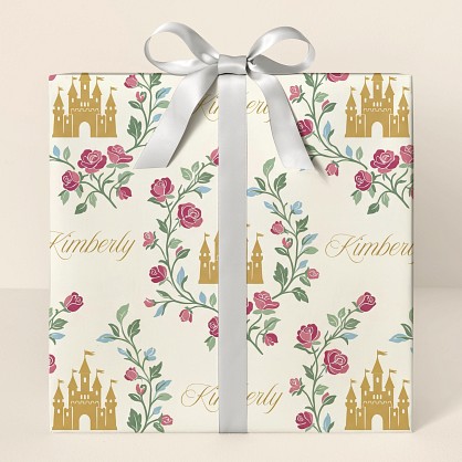 Personalized Princess Castle & Roses Wrapping Paper