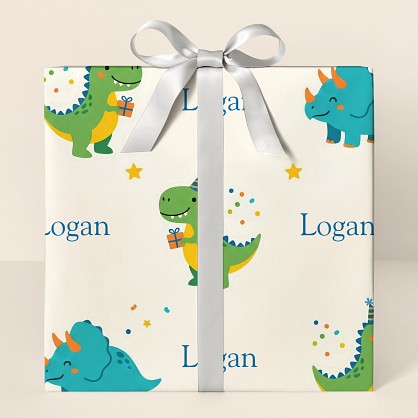 Personalized Dinosaur Birthday Party Wrapping Paper