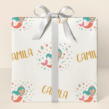 Personalized Mermaid Birthday Confetti Wrapping Paper