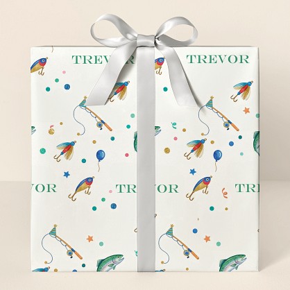 Personalized Fishing Birthday Celebration Wrapping Paper