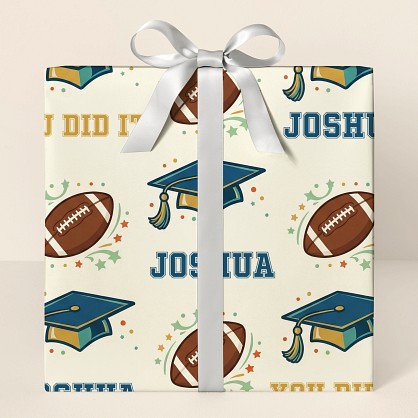 Personalized Football Graduation Celebration Wrapping Paper