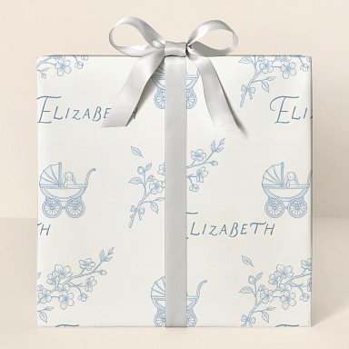 Personalized Baby Shower Toile Wrapping Paper
