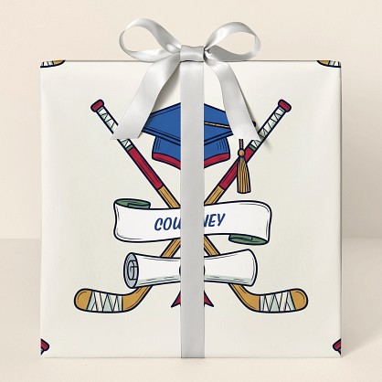 Personalized Hockey Graduation Celebration Wrapping Paper