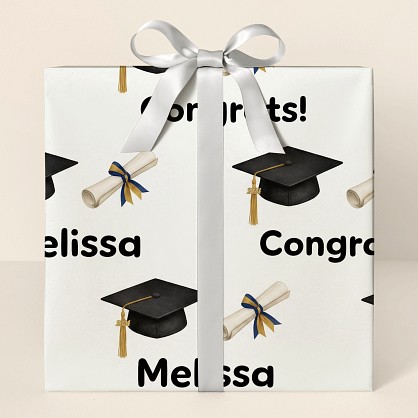 Personalized Graduation Cap and Diploma Wrapping Paper