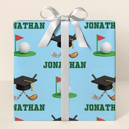 Personalized Golf Graduation Celebration Wrapping Paper