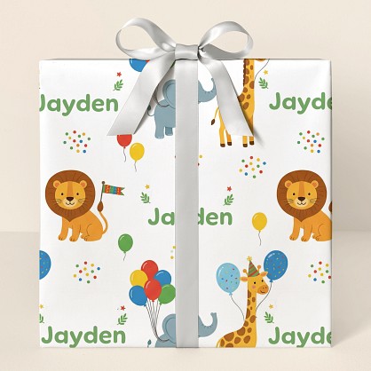 Personalized Safari Birthday Animals Wrapping Paper