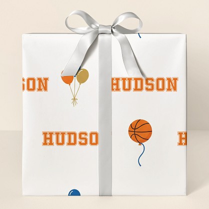 Personalized Basketball Birthday Balloons Wrapping Paper