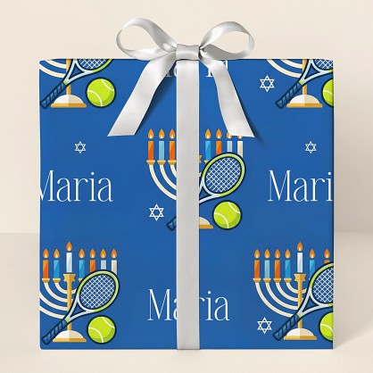 Personalized Hanukkah Tennis Celebration Wrapping Paper