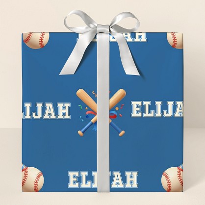 Personalized Baseball Birthday Celebration Wrapping Paper
