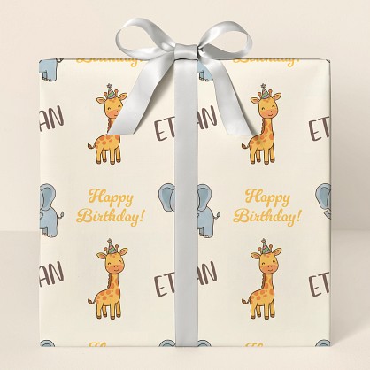 Personalized Safari Birthday Animals Wrapping Paper