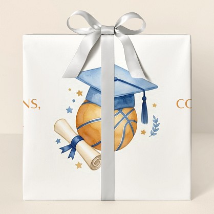 Personalized Basketball Graduation Watercolor Wrapping Paper