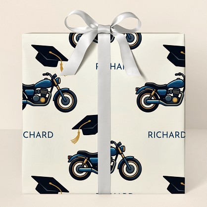 Personalized Motorcycle Graduation Celebration Wrapping Paper