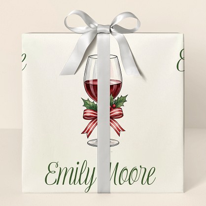 Personalized Christmas Wine Glass Wrapping Paper