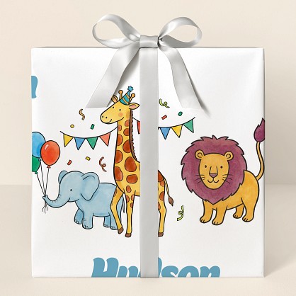Personalized Safari Animals Congratulations Wrapping Paper