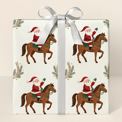 Personalized Santa & Horses Christmas Wrapping Paper