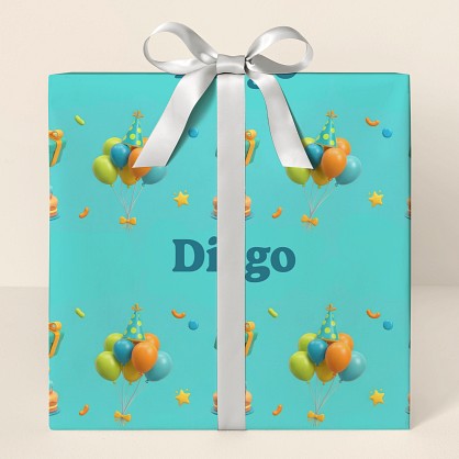 Personalized 3D Birthday Celebration Wrapping Paper