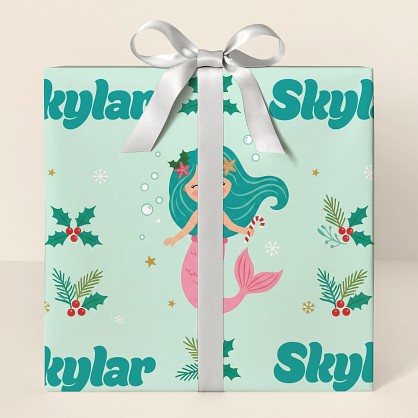 Christmas Mermaid Personalized Wrapping Paper