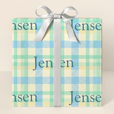 Personalized Baby Shower Plaid Wrapping Paper