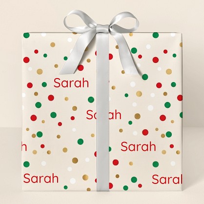 Personalized Christmas Scattered Dots Wrapping Paper