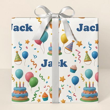 Personalized 3D Birthday Celebration Wrapping Paper